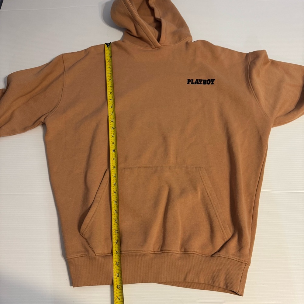 Playboy x Missguided Tan Brown Oversized Graphic Hoodie Bunny Logo - Picture 5 of 6